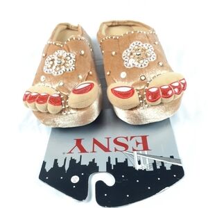 ESNY Fashion Fun Slippers Faux Sandals Size Medium 6.5-7.5
